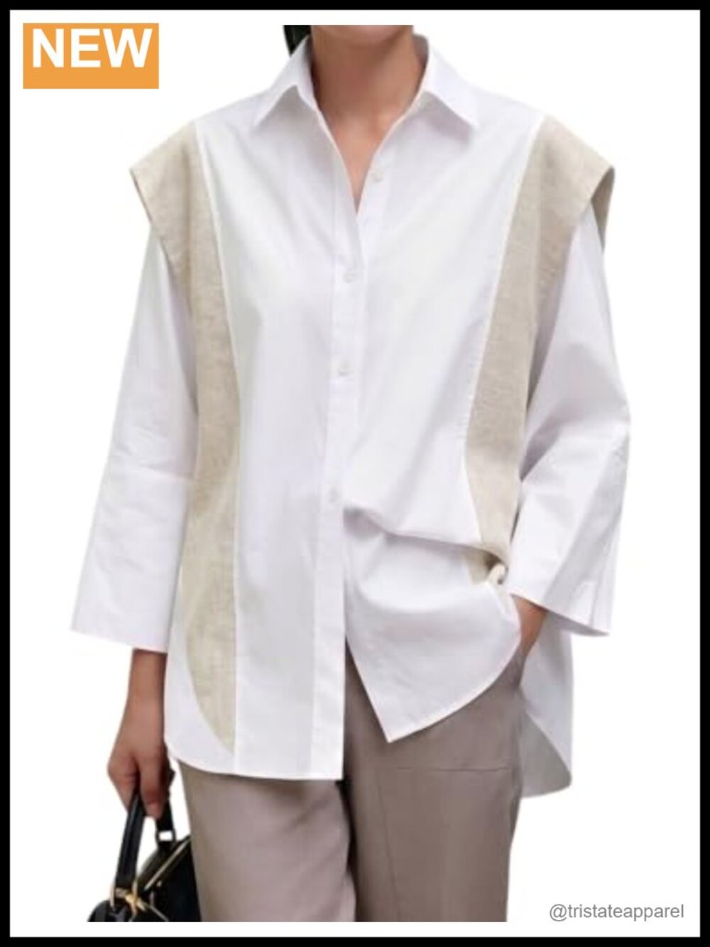 Womens Color Block Long Sleeve Button Down Shirt Business Casual Blouse